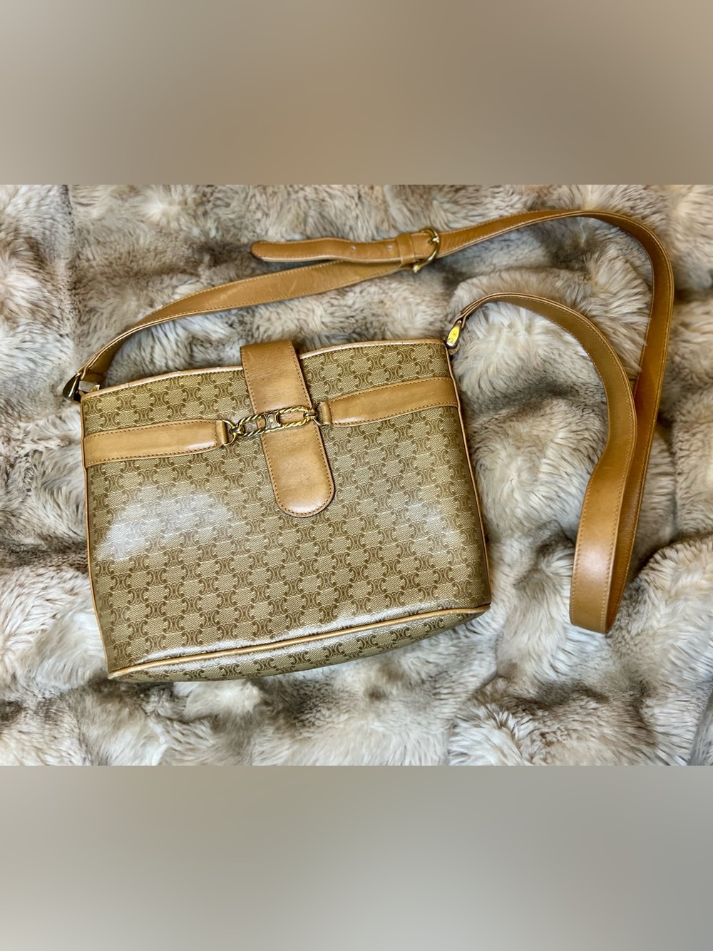 Céline Triomphe Vintage Macadam Canvas Messenger Bag (Retail $650)